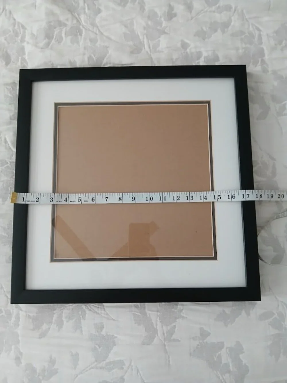 Large Modern Picture Frame - black with white matting & glass front